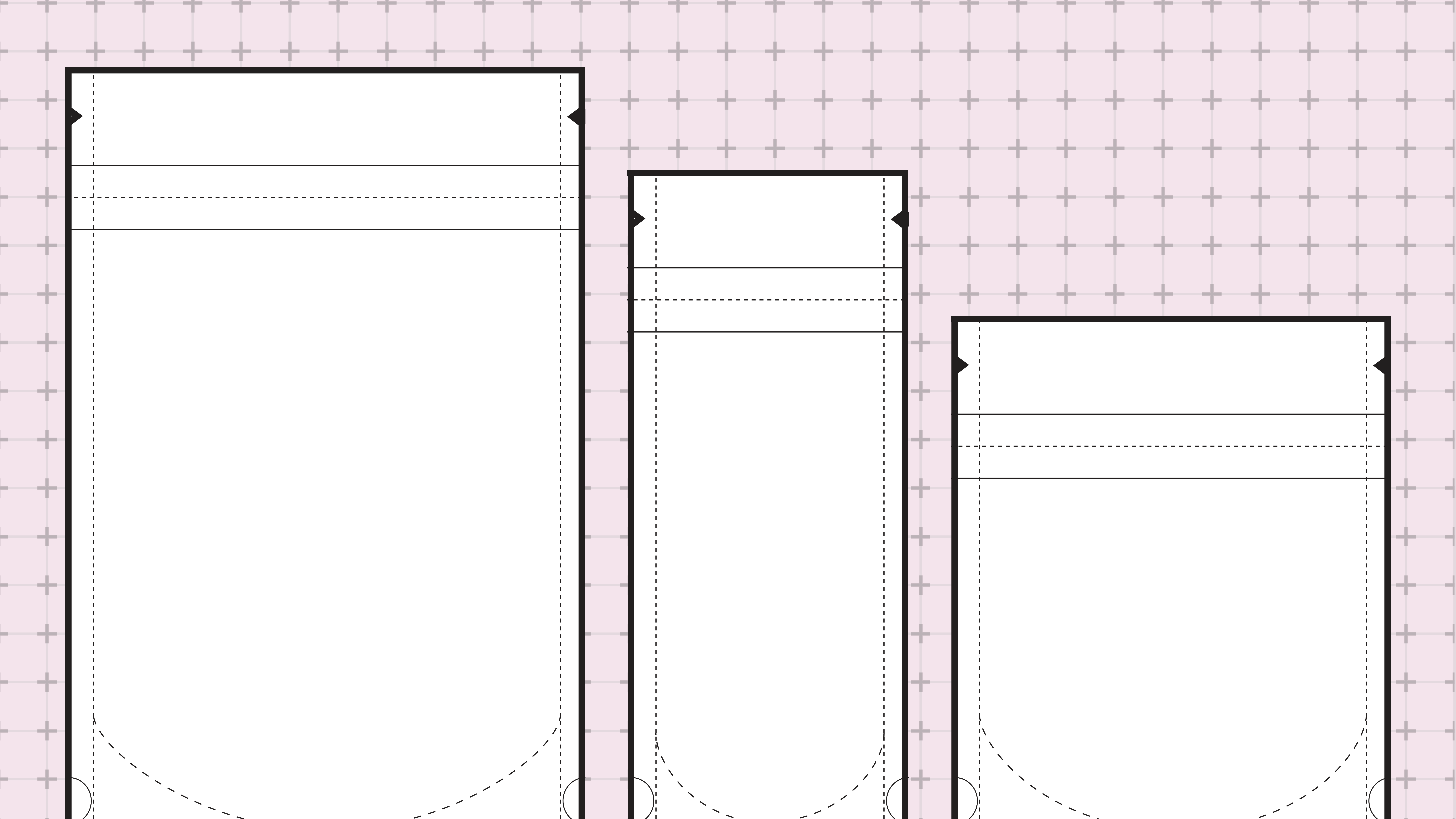 Stock dieline example showing standard pouch dimensions and layout