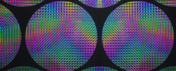 Holographic finish samples showing various special effects